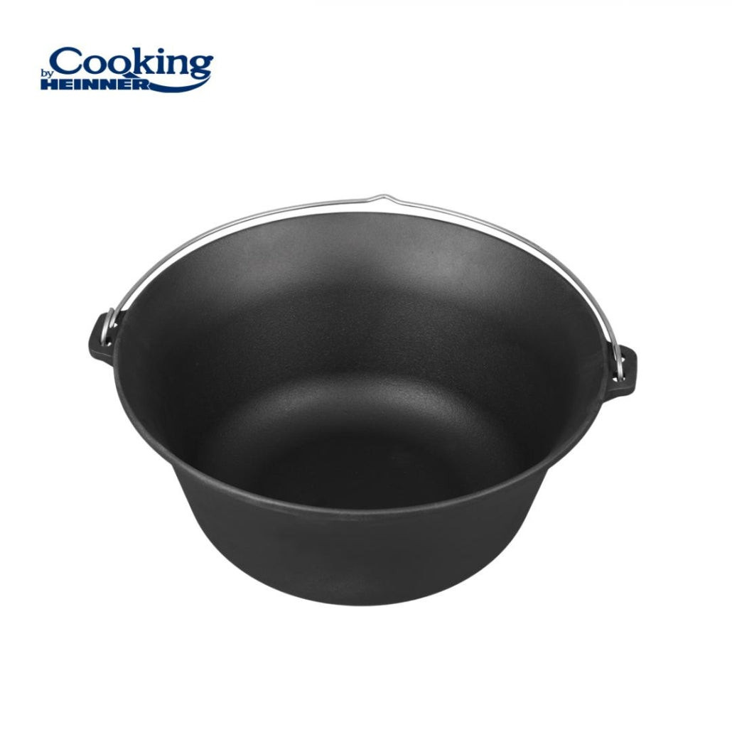 Ceaun fonta pura 30L, 54x23 cm, negru, pentru gatit in aer liber