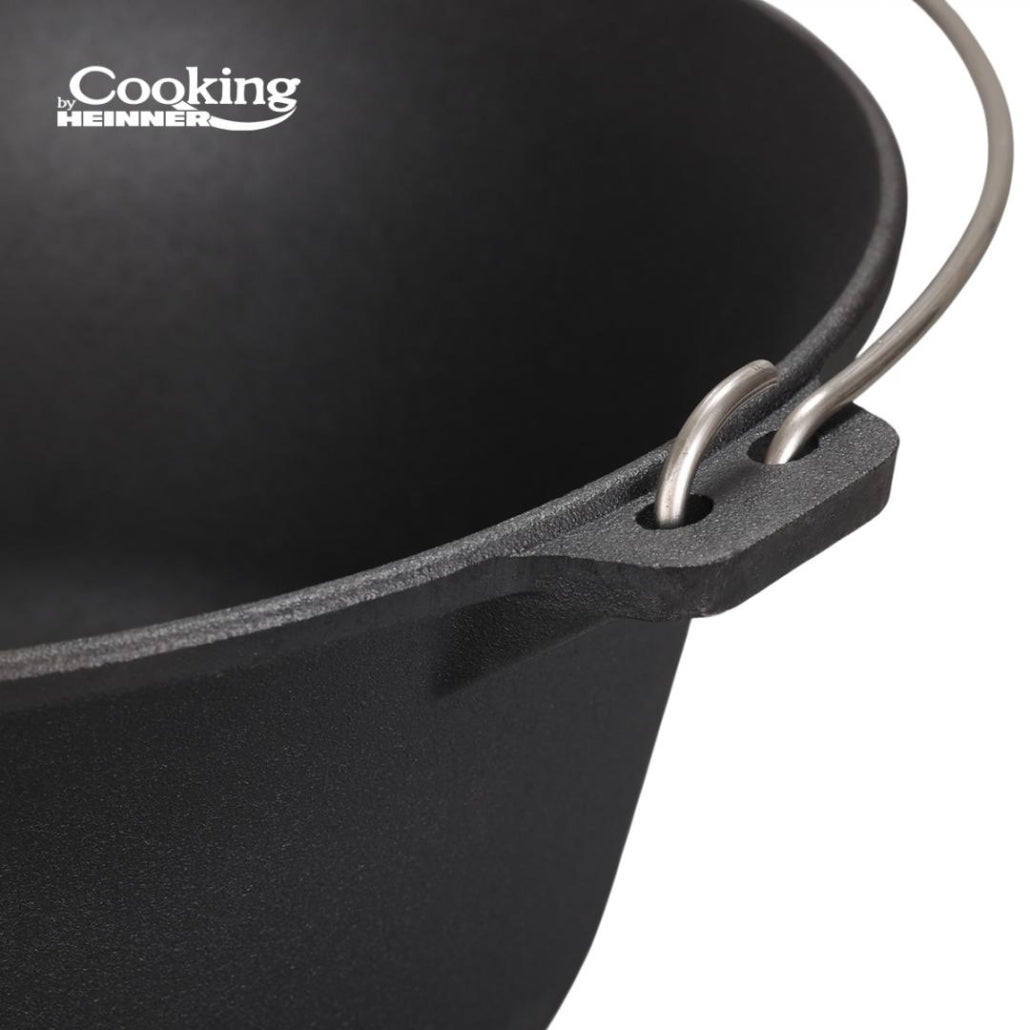 Ceaun fonta pura 30L, 54x23 cm, negru, pentru gatit in aer liber