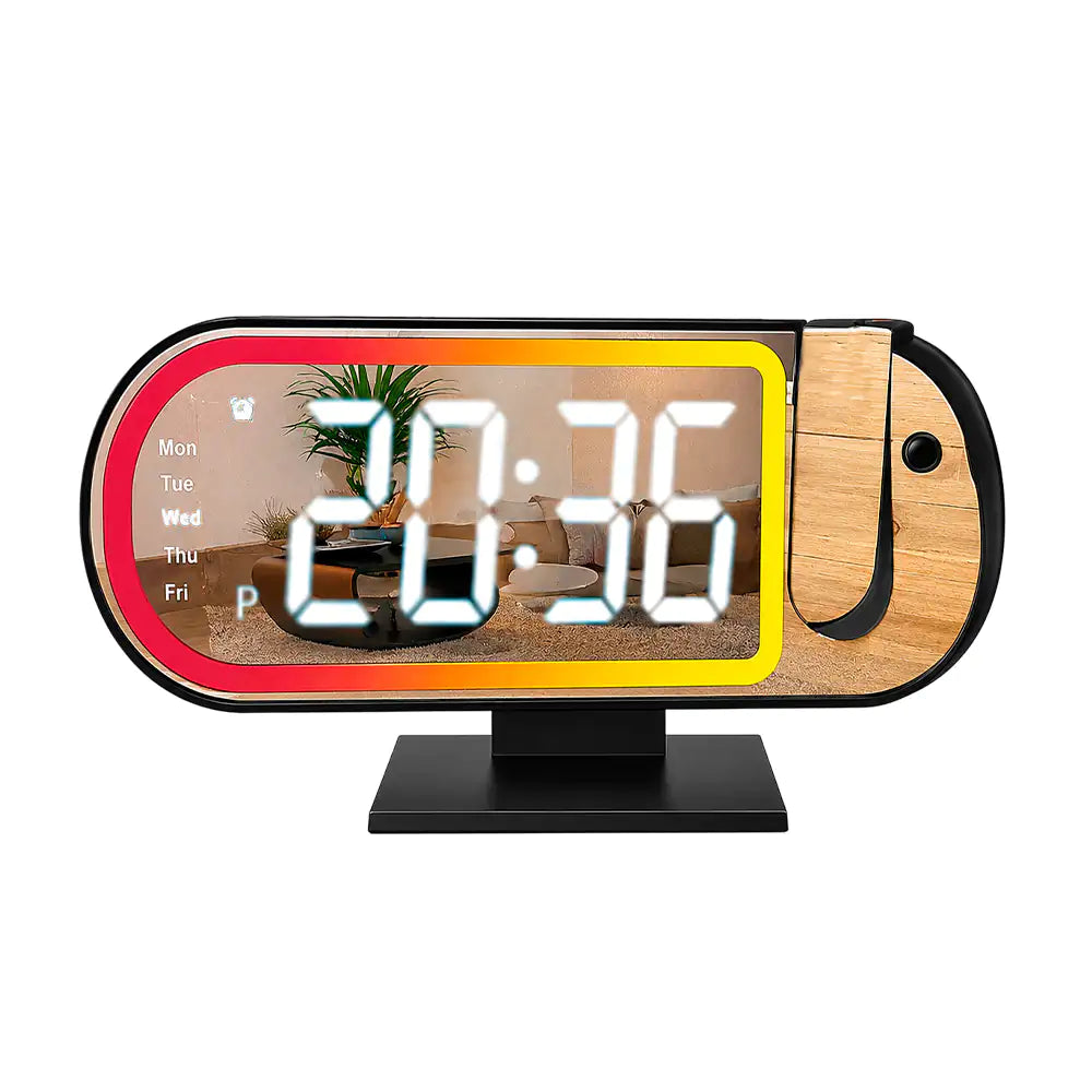 Ceas LED Jingong DS-3827LP, tip oglindă, cu RGB și proiecție – imagine 3