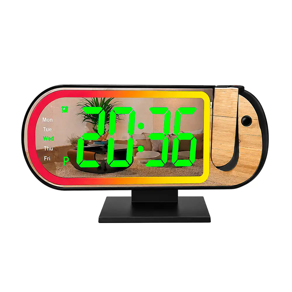 Ceas LED Jingong DS-3827LP, tip oglindă, cu RGB și proiecție – imagine 4