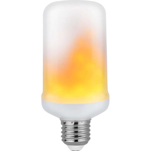 Bec LED 5W cu efect flacara, lumina alba calda 1500K, eficienta energetica