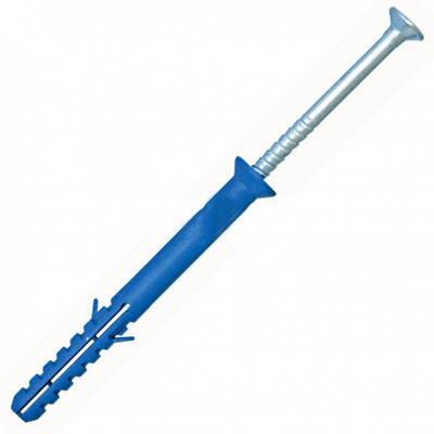Diblu cap inecat cu surub cui tip W 10x100 mm, 50 bucati, nylon albastru