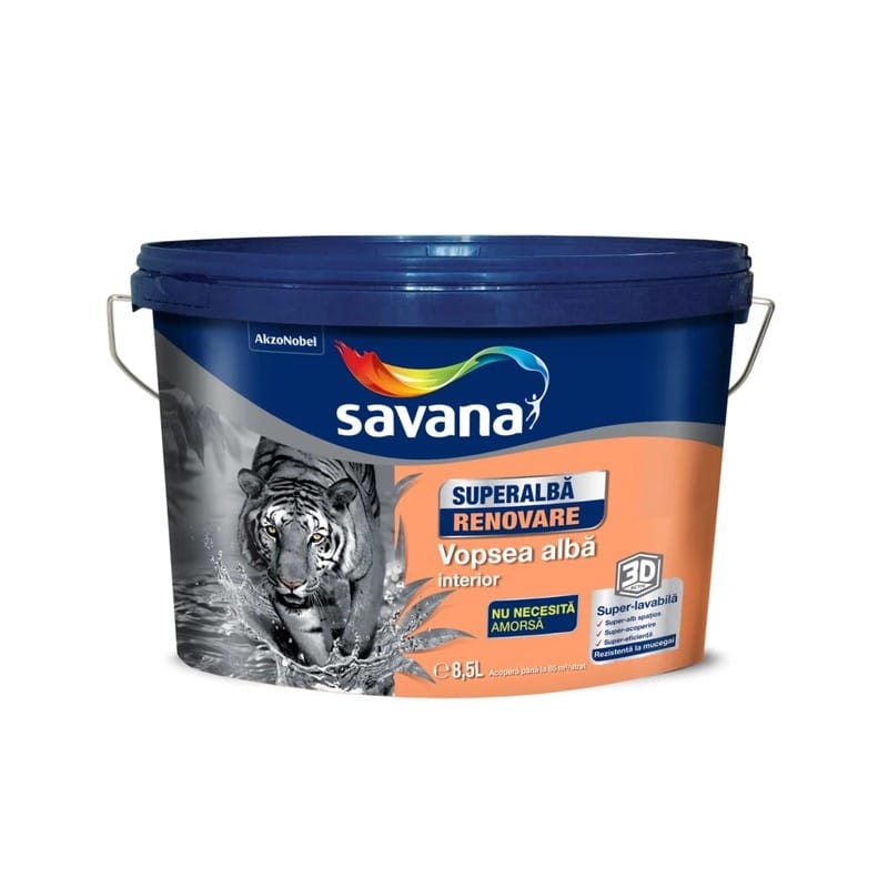 Vopsea lavabila interior superlavabila 8.5 L, Superalb, finisaj mat