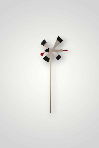 Morisca de vant din lemn, model barza, 43x20x4 cm