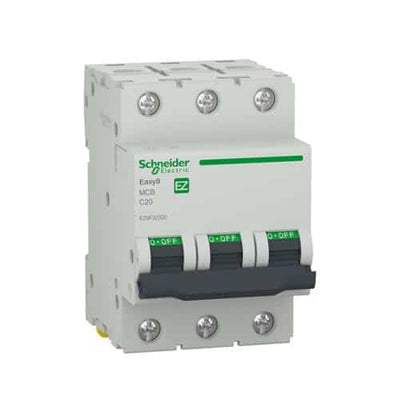 Intrerupator automat tripolar 20A, curba C, capacitate rupere 4500A, alb