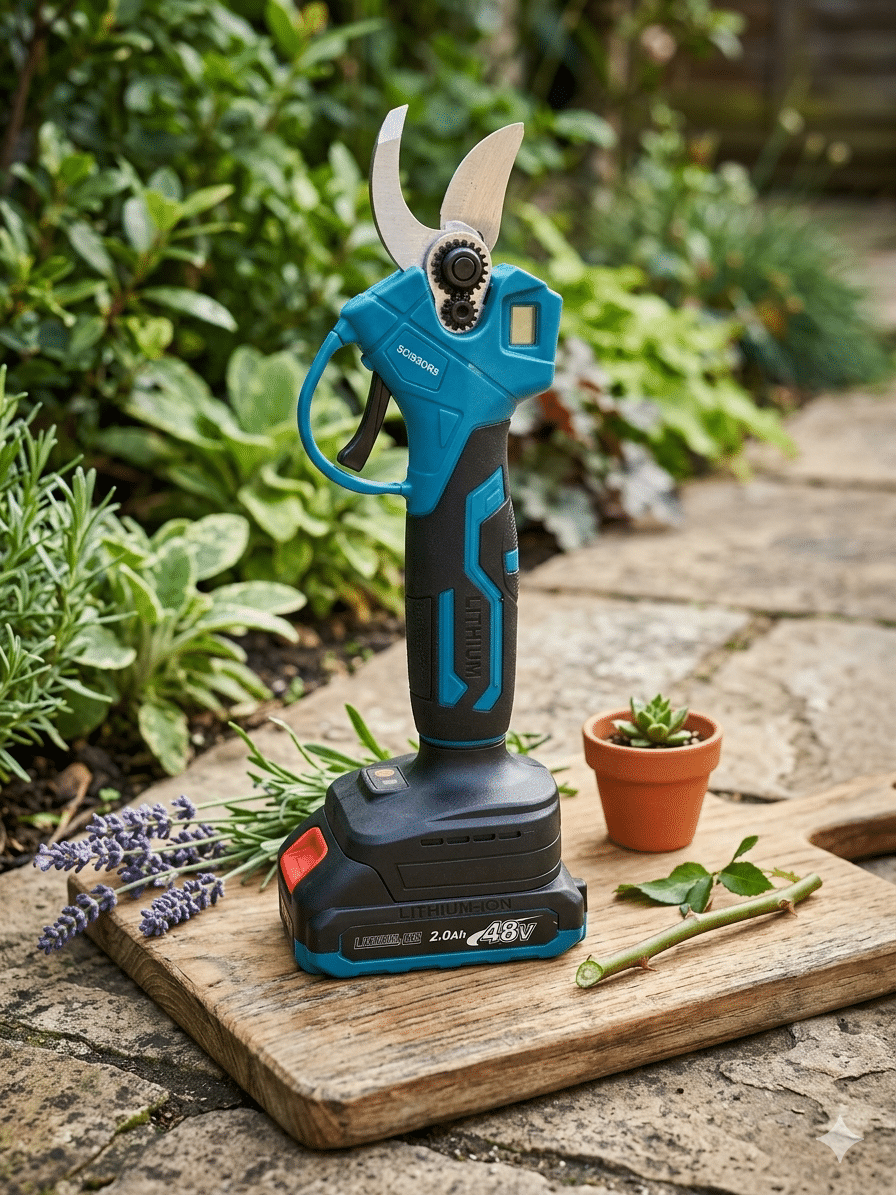 Foarfeca electrica pentru pomi cu 2 acumulatori Lithium-Ion 48V, ergonomica
