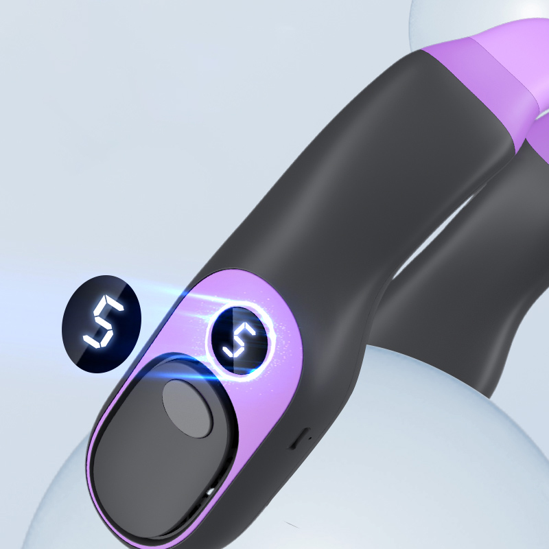 Ventilator de Gât Hands-Free cu Display LED, 3 Viteze, USB-C, Autonomie 8 Ore, Silențios, Gri-Mov