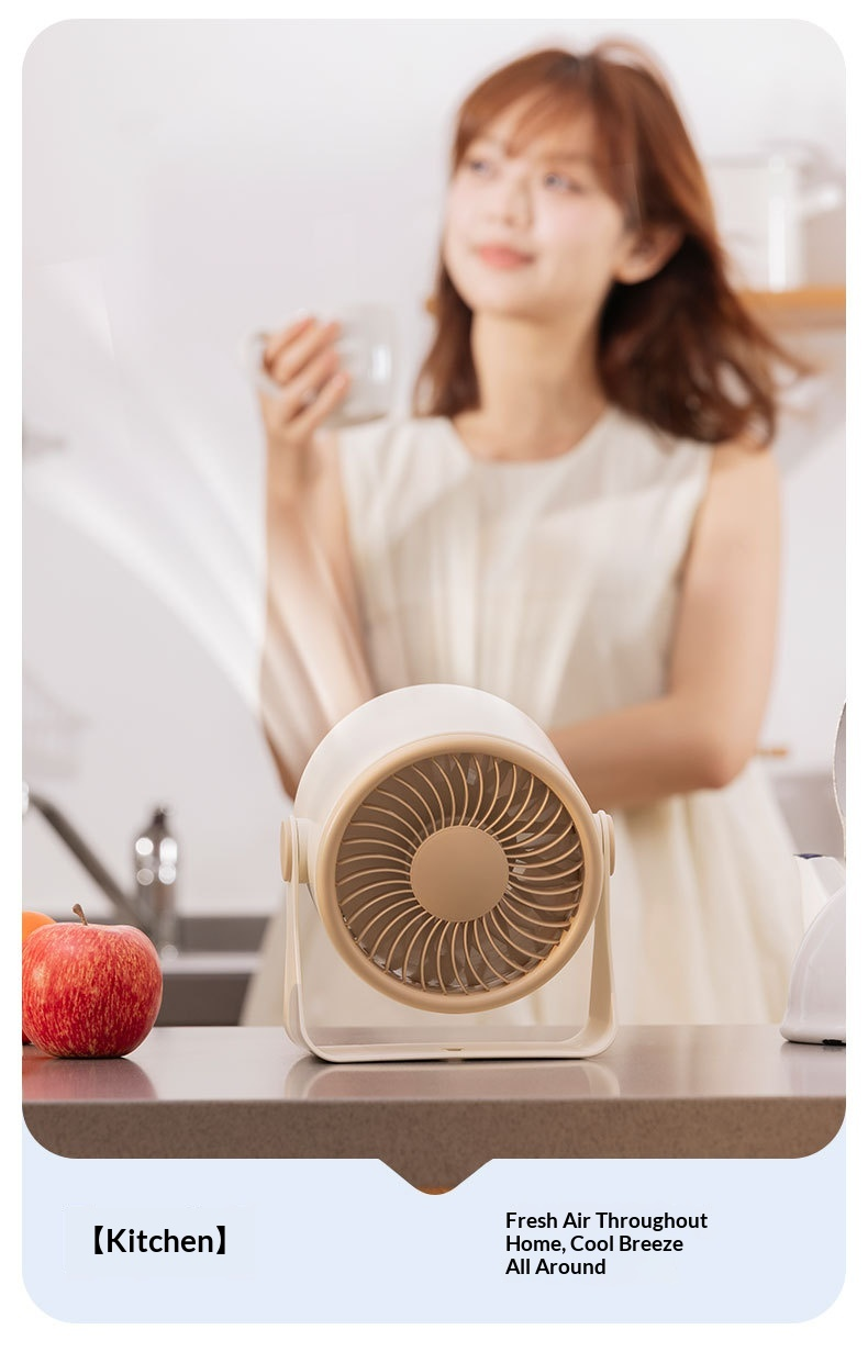 Ventilator de birou și de perete cu viteze reglabile, cu afișaj digital, lumină ambientală, 5 viteze, portabil, crem