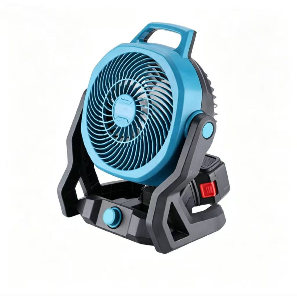 Ventilator portabil de camping, cu 2 acumulatori de 48W, conceput pentru utilizare în aer liber, cu acumulatori, trei trepte de viteză, verde/negru