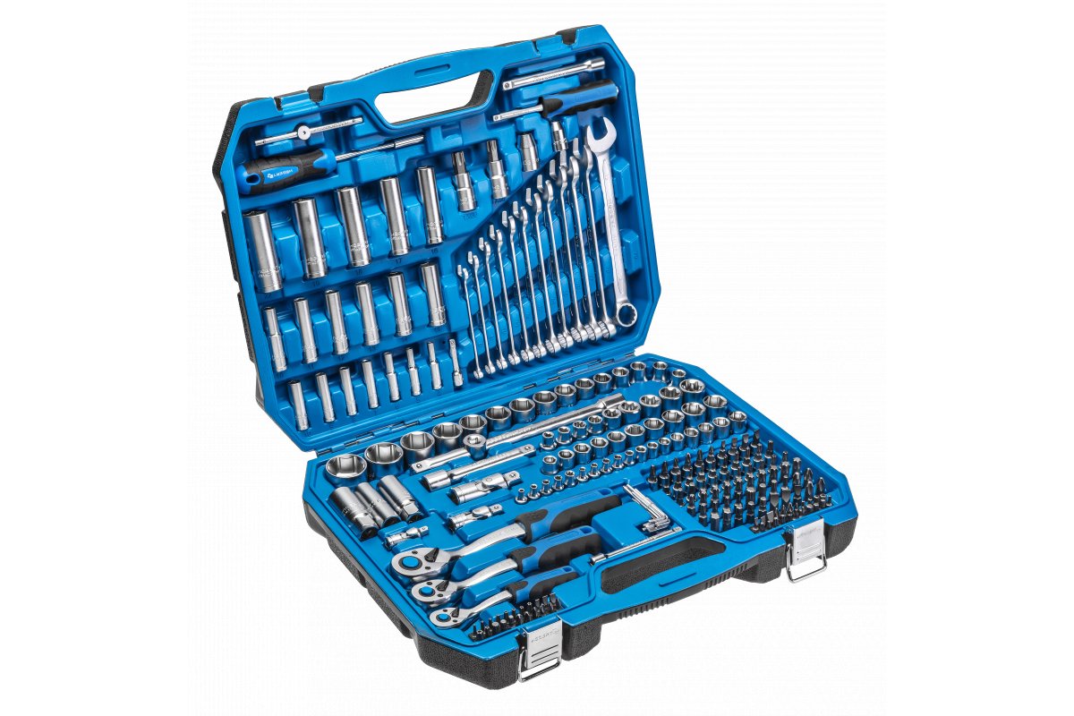 Trusa chei tubulare, 222 piese, clichet 1/4", 3/8" si 1/2", otel aliat CrV