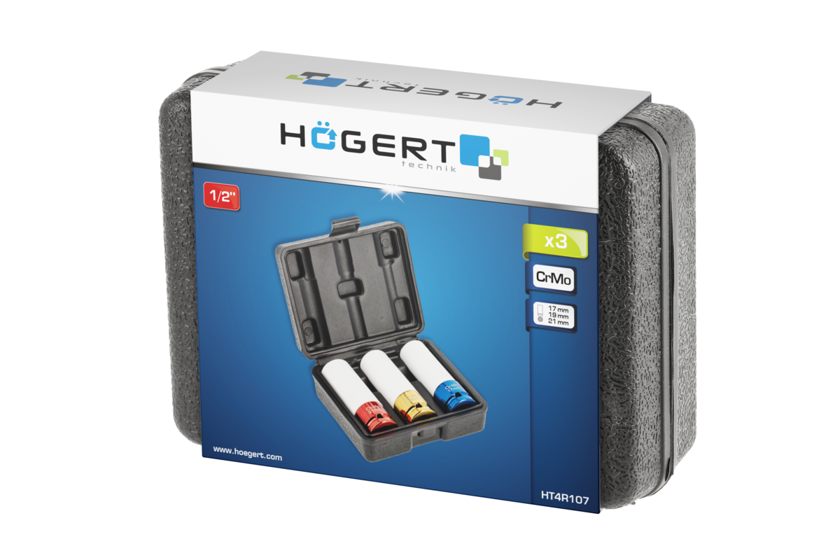Set 3 chei tubulare impact 1/2 inch pentru jante aluminiu, otel CrMo