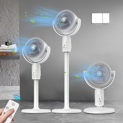 Ventilator oscilant cu telecomandă și temporizator 8H, 5 viteze, oscilație 90°, inălțime reglabilă, ventilator silențios pentru dormitor și birou, alb