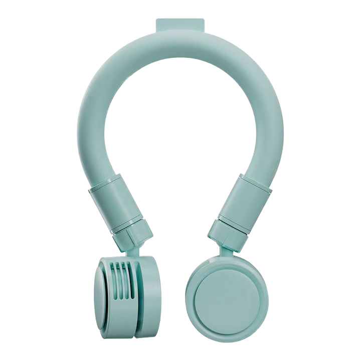 Ventilator portabil de gât cu design ergonomic 360°, alimentare USB, sistem hands-free, motor silențios și răcire personală pentru utilizare indoor/outdoor, gri