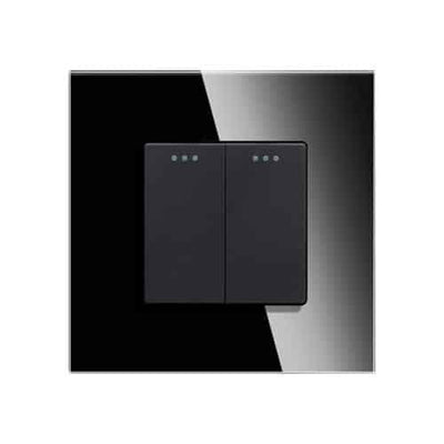 Intrerupator dublu mecanic montaj incastrat negru, control iluminat doua circuite