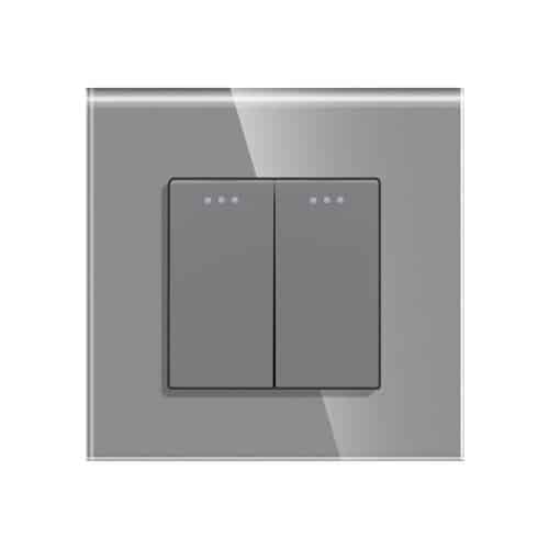 Intrerupator dublu mecanic montaj aparent gri, control 2 surse iluminat
