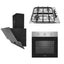 Pachet cuptor incorporabil (0065), 56 x 60 x 56 cm, electric, inox, plita incorporabila inox (0027), 50 X 60 cm, gaz butelie sau gaz natural (duze de schimb incluse), aprindere electrica si hota incorporabila decorativa, 60 cm (1888) / SET 30088
