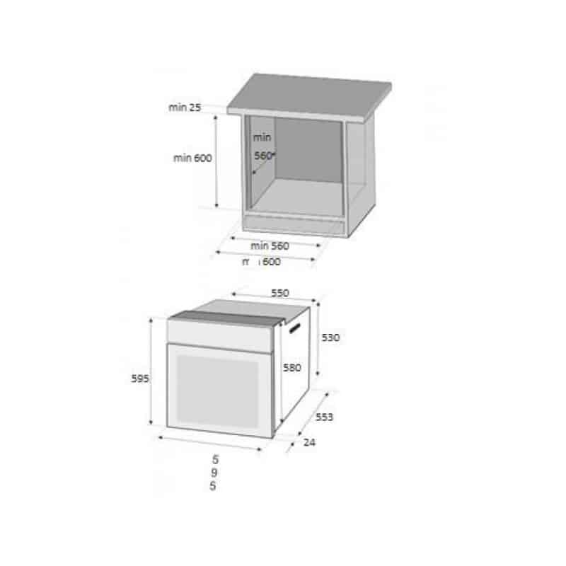 Pachet cuptor electric incorporabil 70L inox + plita gaz + hota perete 2 motoare inox