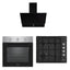 Pachet cuptor electric 2200W, 70L + hota incorporabila 650 m3/h + plita gaz 4 arzatoare neagra
