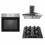 Pachet cuptor electric 70L inox + plita gaz sticla securizata + hota incorporabila inox 63 cm