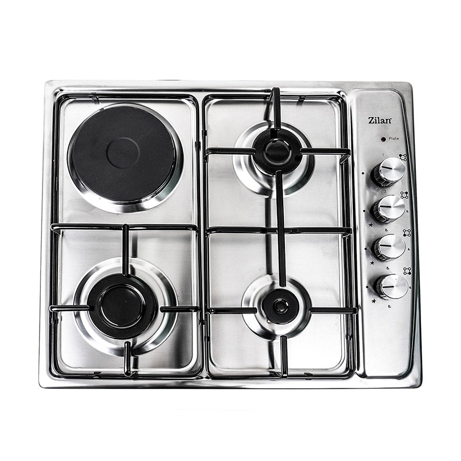 Pachet cuptor electric incorporabil 70L inox + plita gaz 2 arzatoare + hota telescopica 2 motoare