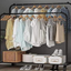 Suport dublu pentru haine Drying Rack, cu poliță și roți, 145 × 96 × 46 cm – imagine 1
