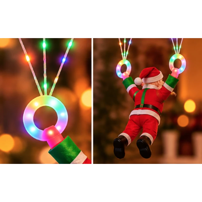 Decorațiune luminoasă Moș Crăciun cu parașută, multicoloră – imagine 4