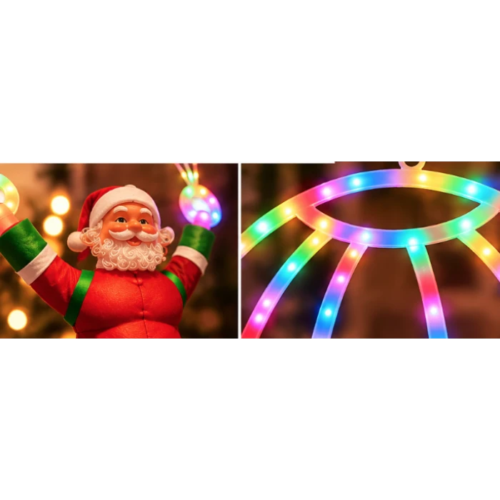 Decorațiune luminoasă Moș Crăciun cu parașută, multicoloră – imagine 3