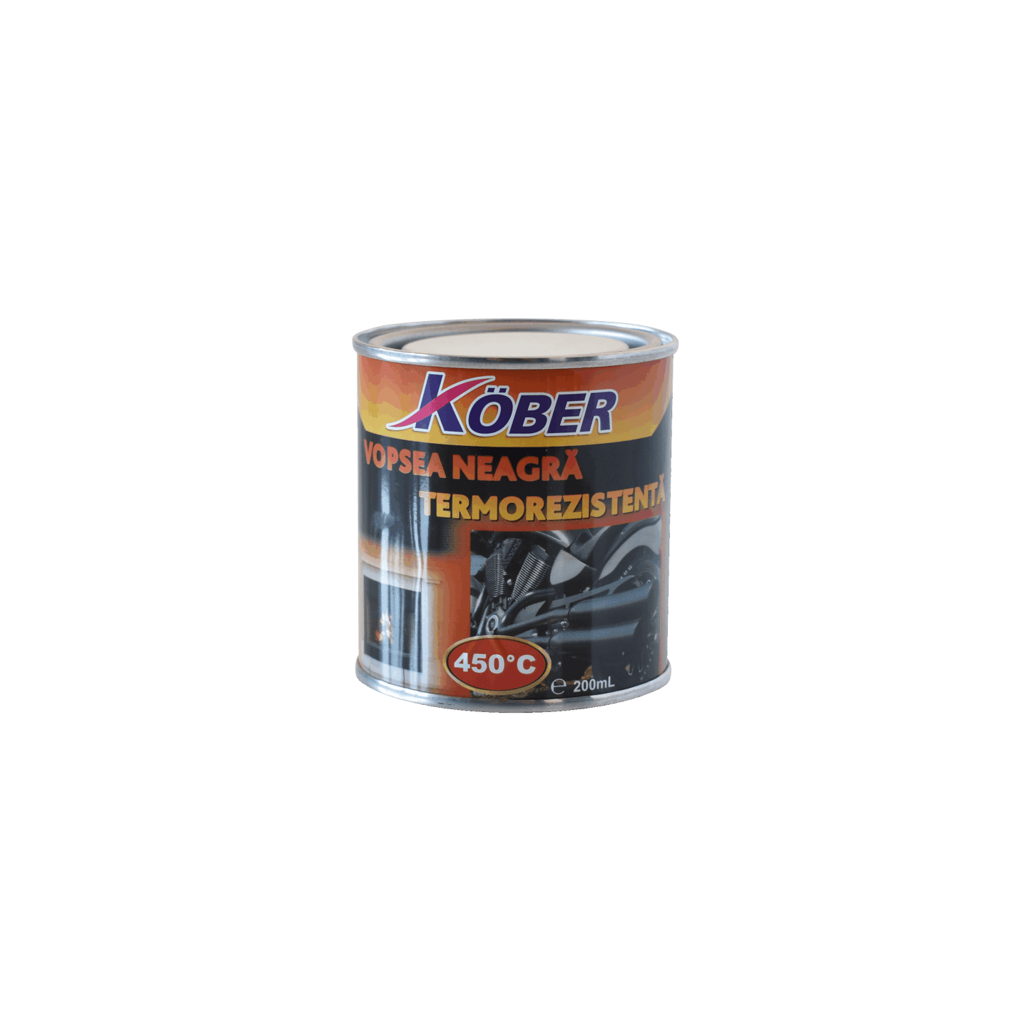 Vopsea termorezistenta neagra 0.2L, rezista pana la 450°C, pentru suprafete metalice