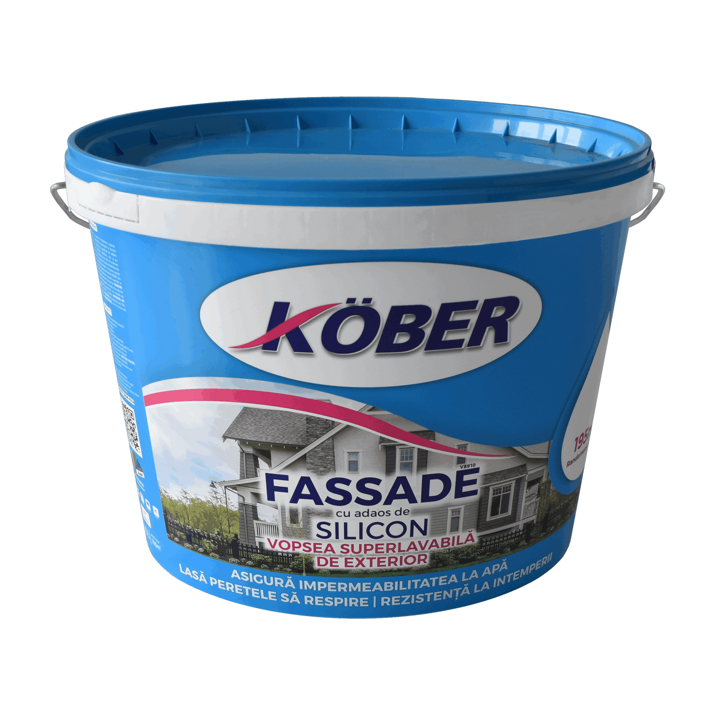 Vopsea lavabila alba mata pentru exterior, silicon, 15L, rezistenta la intemperii