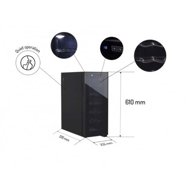 Racitor vinuri 33L, putere 50W, iluminare interioara, control tactil, silentios