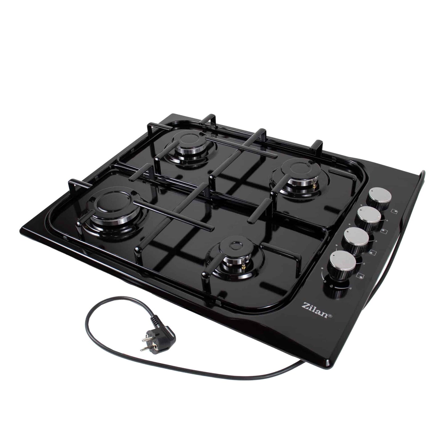 Pachet cuptor electric 2200W, 70L + hota incorporabila 650 m3/h + plita gaz 4 arzatoare neagra