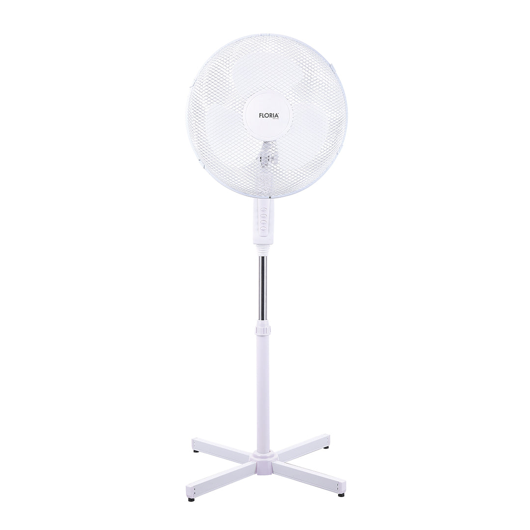 Ventilator cu picior 40W, silentios, inaltime reglabila 98-130 cm, oscilatie 90°, alb