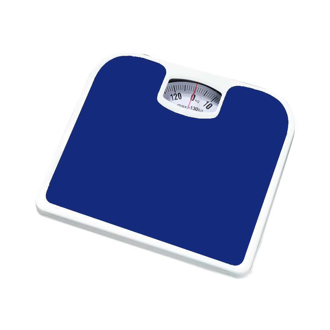 Cantar de baie mecanic albastru, capacitate 130 kg, afisaj analogic clar