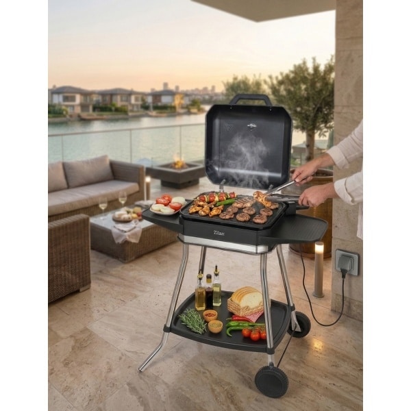 Gratar electric aluminiu si otel, 3050W, gatire rapida si uniforma