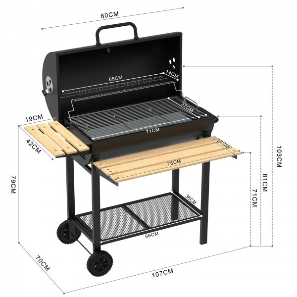 Grătar de grădină pe cărbuni, tip butoi, design premium ZILAN / ZLN3594
