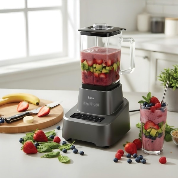 Blender si rasnita electrica 2 in 1, putere 1200W, vas sticla 1.6L, 3 viteze + Pulse