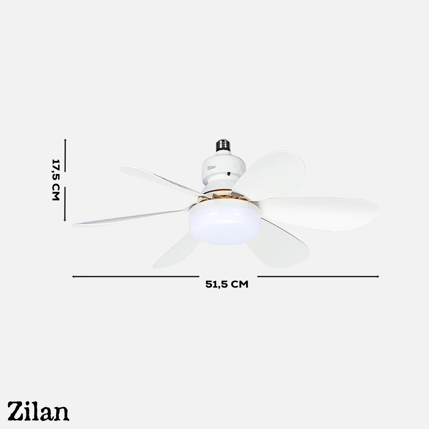 Ventilator de tavan cu LED, diametru 52 cm, 3 viteze, telecomanda, 15W
