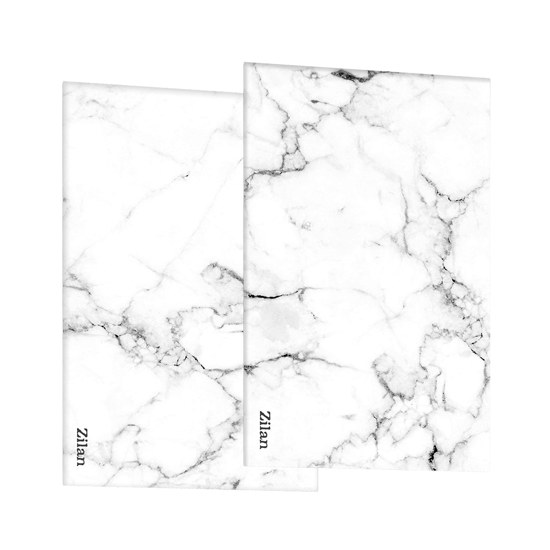 Set 2 tocatoare din sticla securizata, 30x52 cm, alb marmura