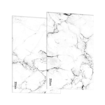 Set 2 tocatoare din sticla securizata, 30x52 cm, alb marmura