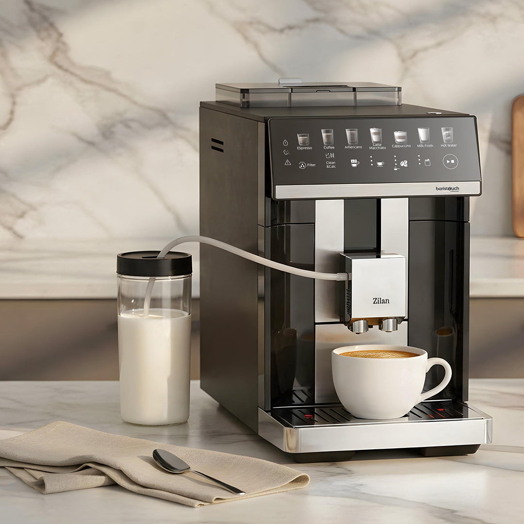 Espressor automat cu rasnita integrata, rezervor 1.8L, 7 bauturi presetate, 1450-1725W