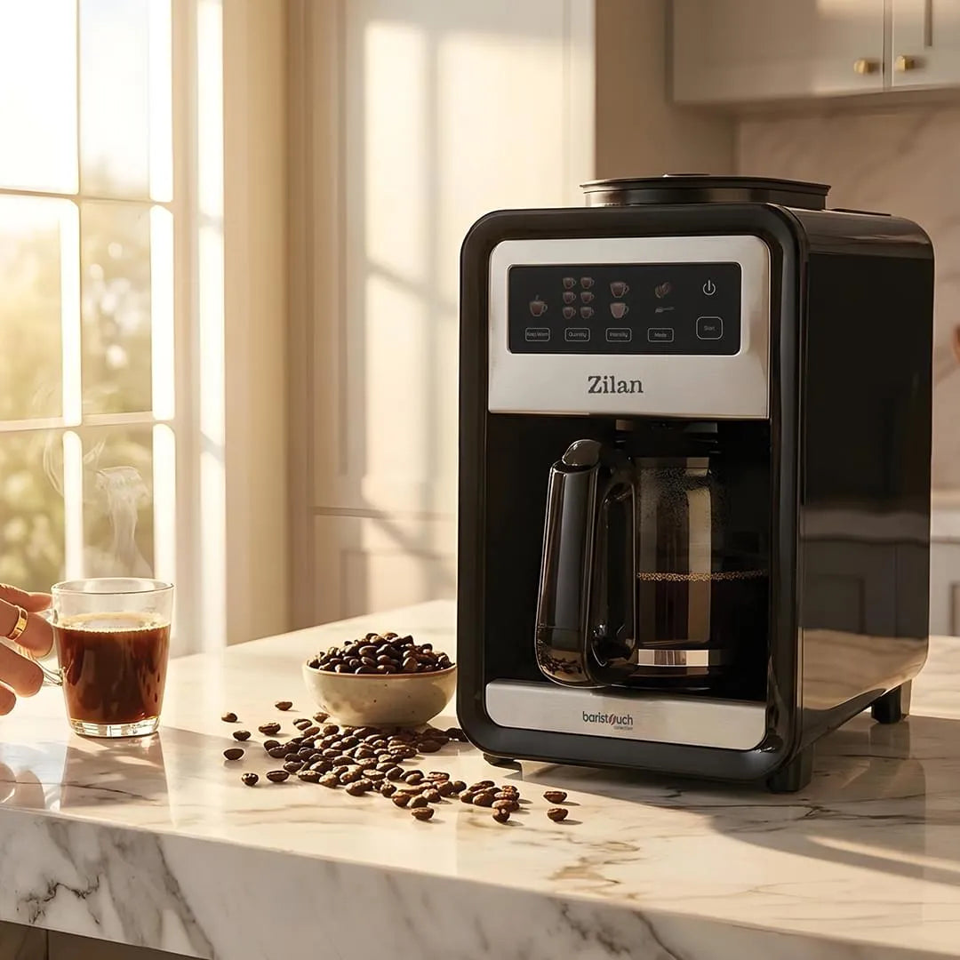 Cafetiera cu rasnita integrata, ecran tactil, capacitate 850 ml, 640W, pentru 6 cesti