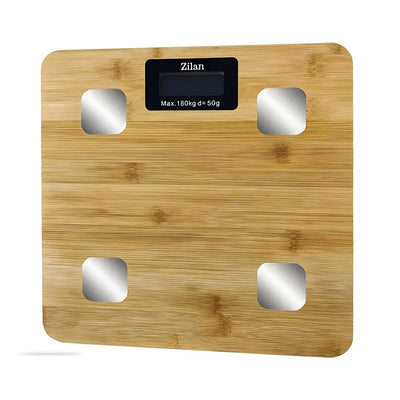 Cantar de baie digital cu Bluetooth, capacitate 180 kg, platforma bambus 28x28 cm