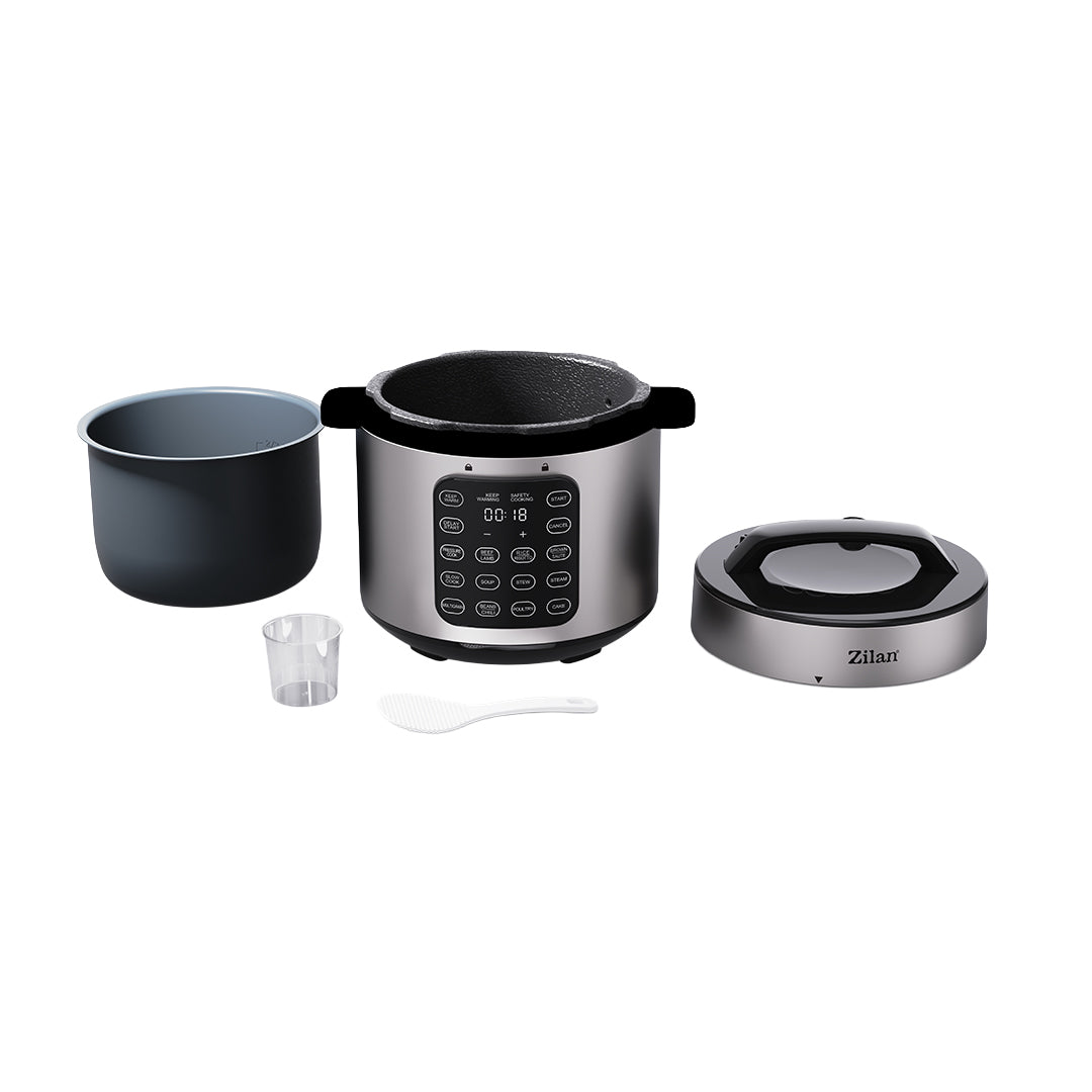 Multicooker digital 6L, 1000W, 12 programe presetate, panou tactil, presiune reglabila