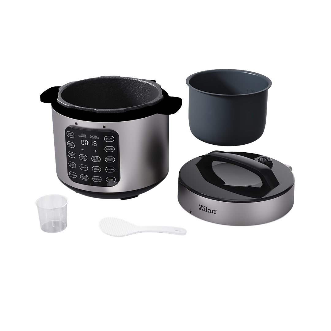 Multicooker digital 6L, 1000W, 12 programe presetate, panou tactil, presiune reglabila