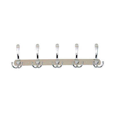 Cuier metalic inox cu 5 agatatori, lungime 44.5 cm, design modern