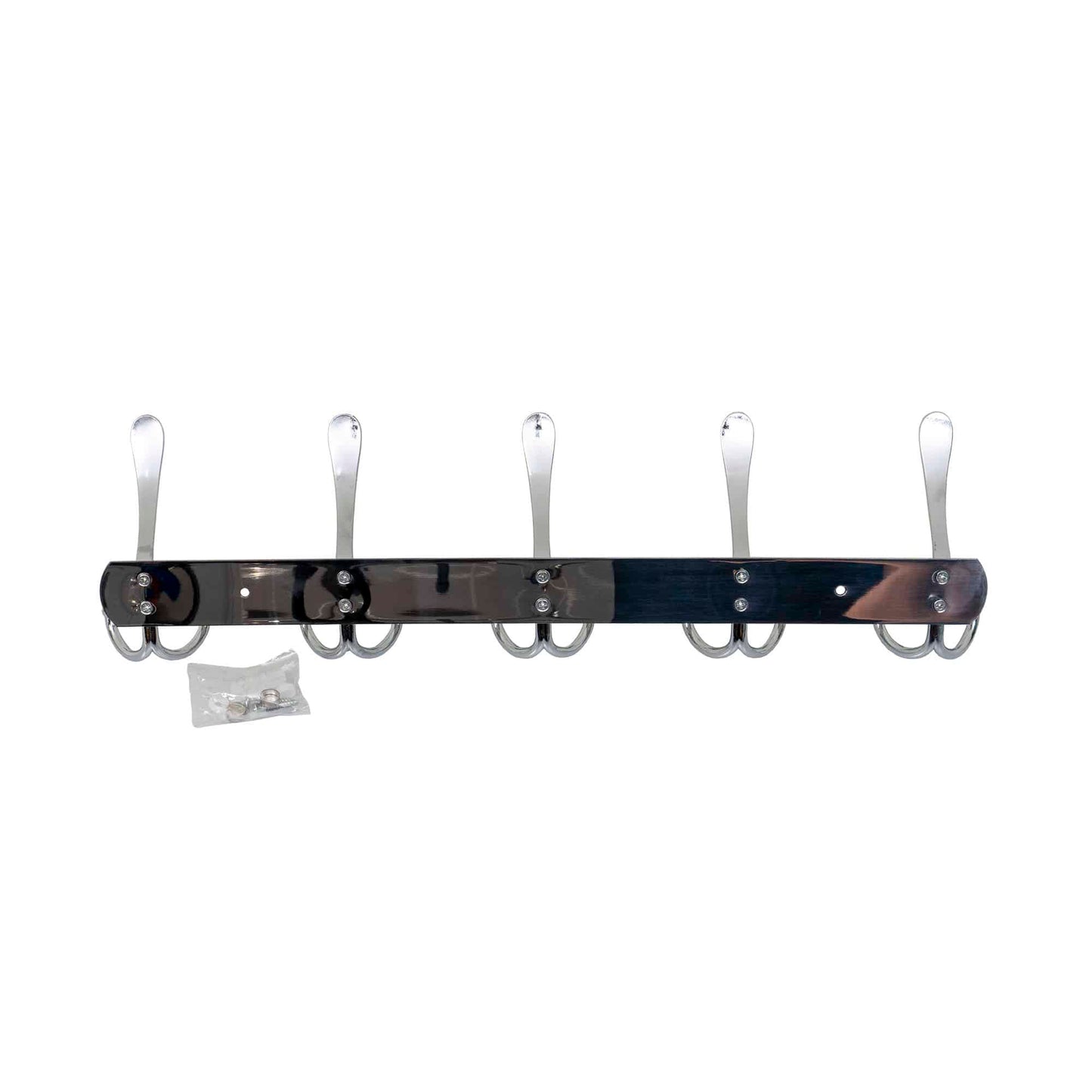 Cuier metalic inox cu 5 agatatori, lungime 44.5 cm, design modern