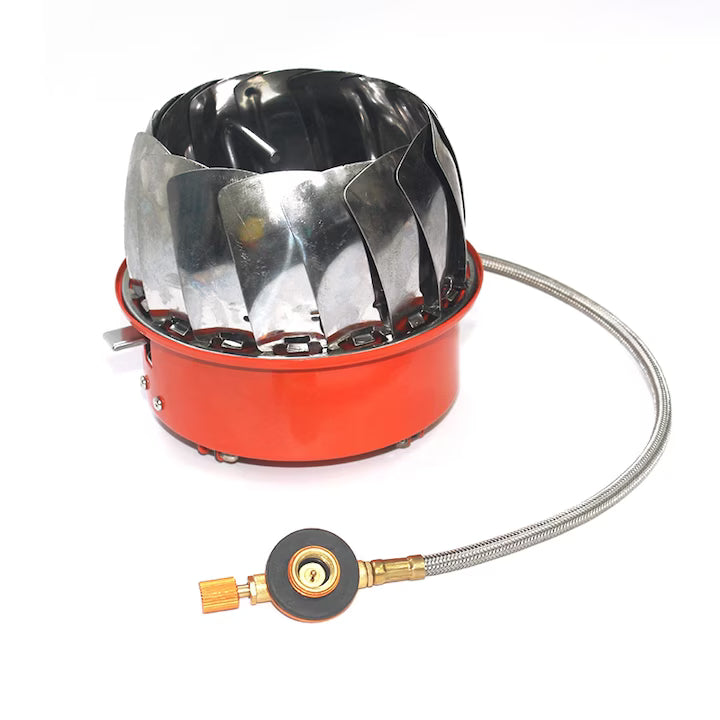 Aragaz mini camping cu protectie anti-vant pentru doza 330g, compact si usor