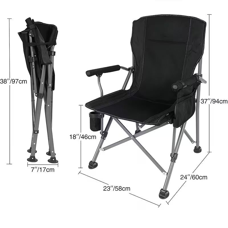 Scaun pliabil pentru camping, portabil, negru, usor de transportat