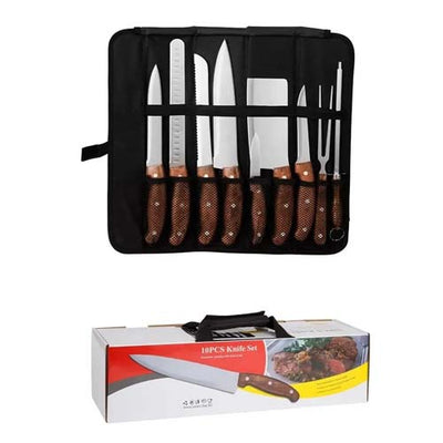 Set cutite profesionale 9 piese cu husa de protectie, otel inoxidabil, manere ergonomice