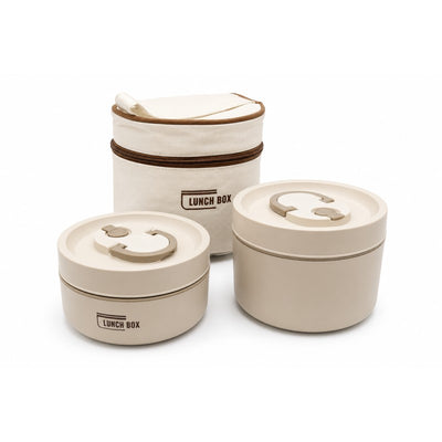 Set 2 caserole termice cu geanta termoizolanta, capacitate 1040 ml, crem